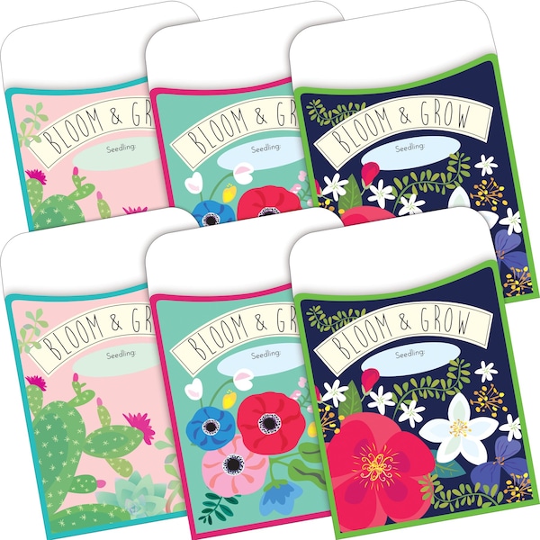 Barker Creek Petals & Prickles Peel & Stick Library Pockets, Multi-Designs, 60/Set 3580 - main